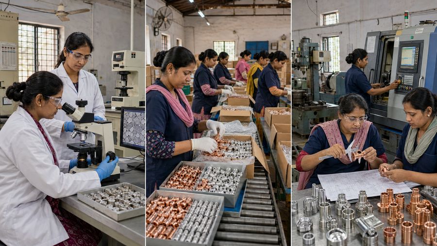Woman manufacturing worker at Luxe Group